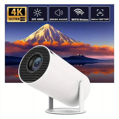 BDQ HY300PRO/HY300 Auto Keystone Mini Portable Projector, 4K Support Smart Projector with Wifi 6 BT Air Remote, Screen Adjustment, 80 Degree Rotation, Home Video Projector Built-In Android .0 OS