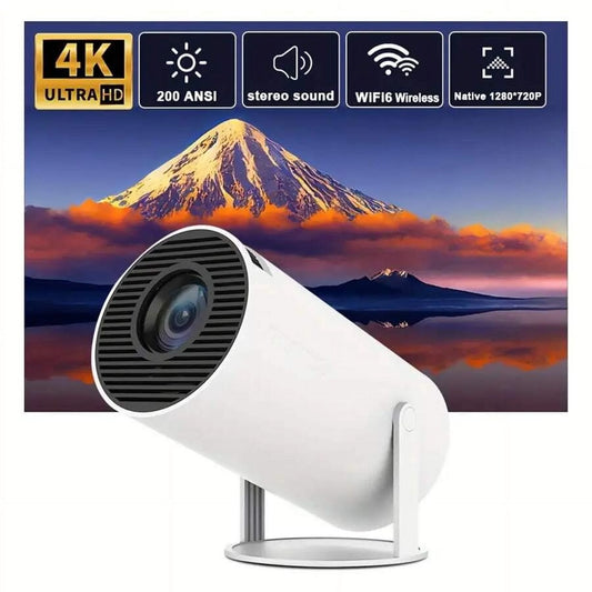 BDQ HY300PRO/HY300 Auto Keystone Mini Portable Projector, 4K Support Smart Projector with Wifi 6 BT Air Remote, Screen Adjustment, 80 Degree Rotation, Home Video Projector Built-In Android .0 OS