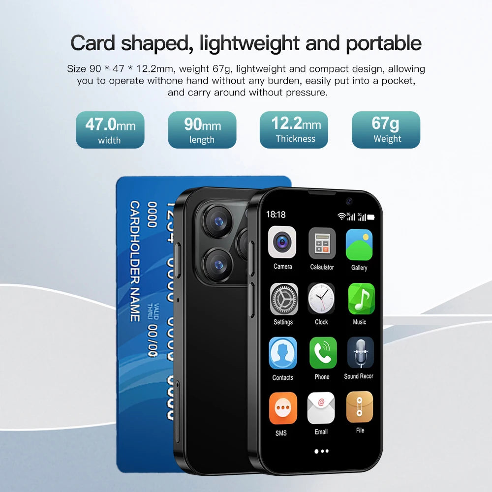 16SE Mini Smartphone 16GB ROM Android 9.0 Wifi Dual SIM Standby Play Store 3G WCDMA 3.0"Little Smart Cellphone New Version