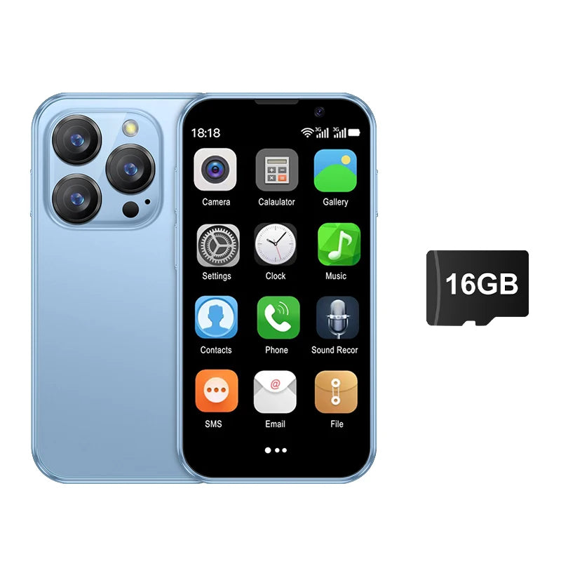 16SE Mini Smartphone 16GB ROM Android 9.0 Wifi Dual SIM Standby Play Store 3G WCDMA 3.0"Little Smart Cellphone New Version