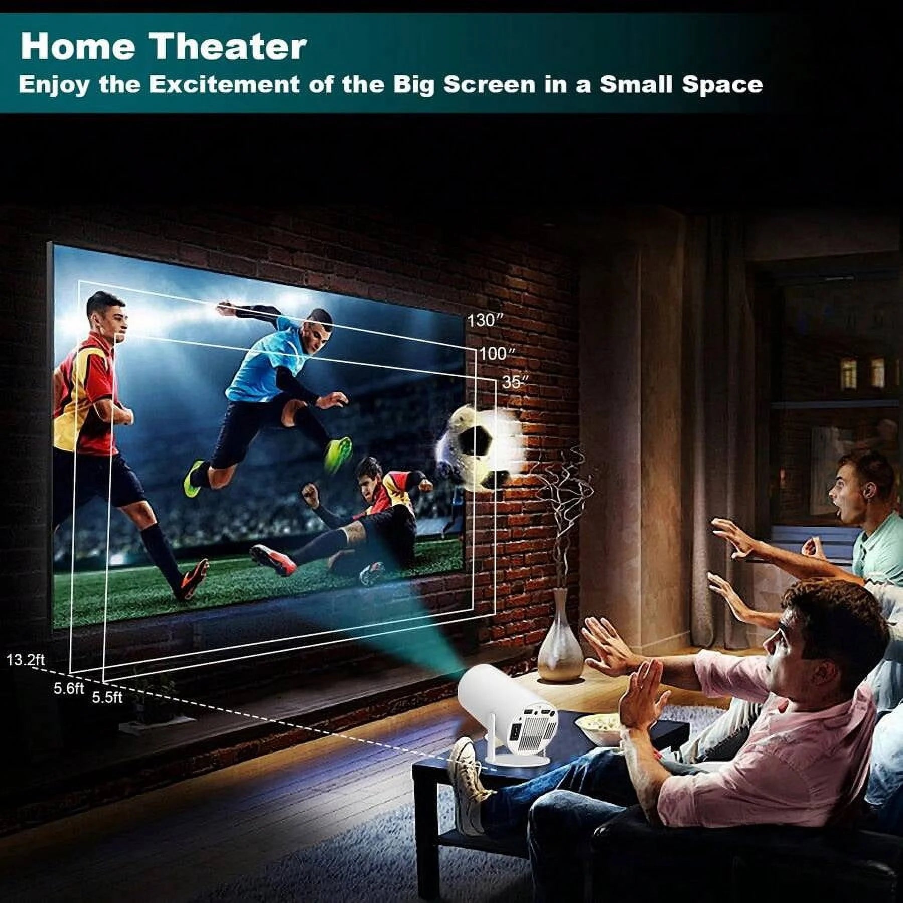BDQ HY300PRO/HY300 Auto Keystone Mini Portable Projector, 4K Support Smart Projector with Wifi 6 BT Air Remote, Screen Adjustment, 80 Degree Rotation, Home Video Projector Built-In Android .0 OS